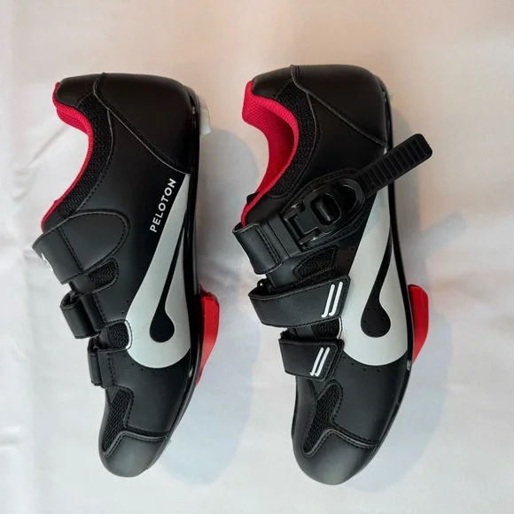Peloton Black & Red Cycling Shoes with Cleats - Size 39 - Picture 2 of 12
